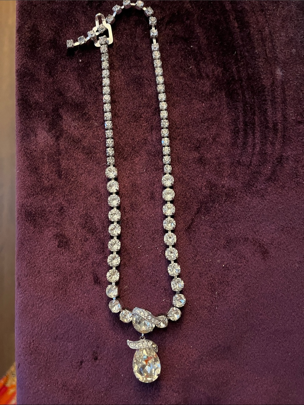 RARE Condition EUC Eisenberg Vtg Signed Crystal Teardrop Necklace